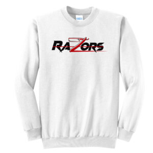 Razors Football Unisex Core Fleece Crewneck Sweatshirt-White