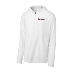 SH Baseball Sport-Tek Men Repeat 1/2-Zip Long Sleeve Hooded Jacket-White