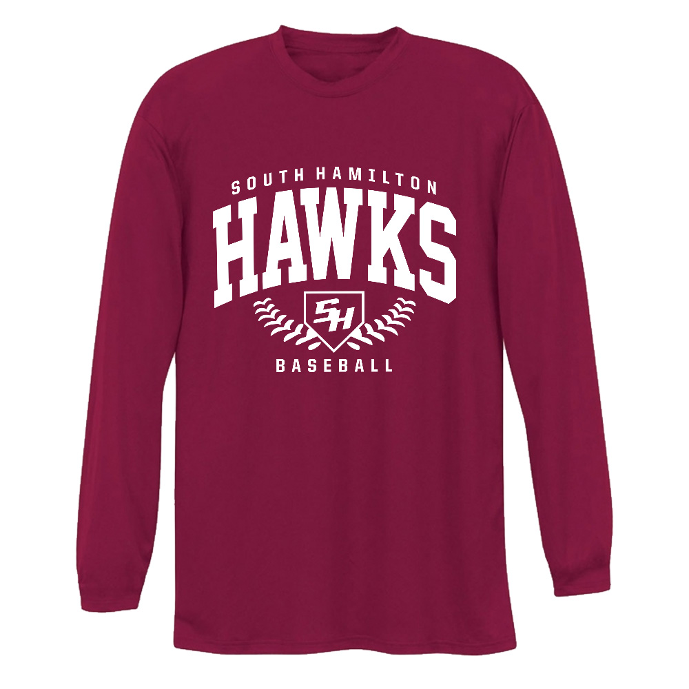 SH Baseball Adult Cooling Performance long sleeve Crew Tee- Cardinal