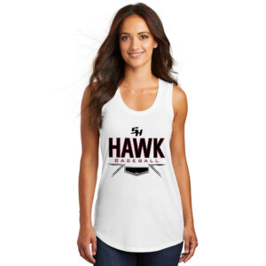SH Baseball District Mae Ladies Perfect Tri Racerback Tank-White