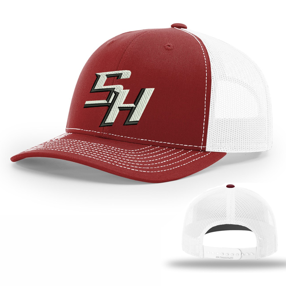 SH Baseball Richardson Pro Mesh Adjustable Trucker Cap Split-Cardinal/White