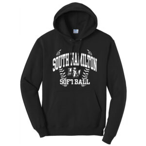 SH Softball Unisex Classic Core weight Cozy Pullover Hooded Sweatshirt-Black