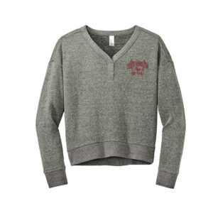 SH Softball District Women’s Perfect Tri Fleece V-Neck Sweatshirt Crop-Heathered Charcoal