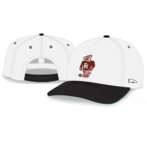 SH Softball Rah-Rah 5-Panel Chino Twill Snapack Cap-White/Black/ Green Underbill