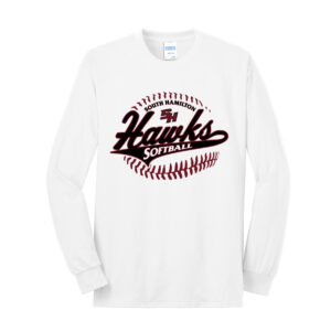 SH Softball Unisex Cotton Long Sleeve Tee-White