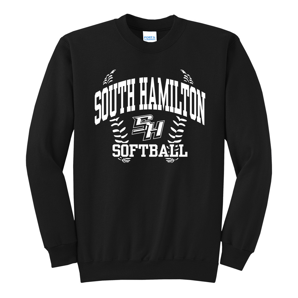 SH Softball Unisex Core Fleece Crewneck Sweatshirt-Black