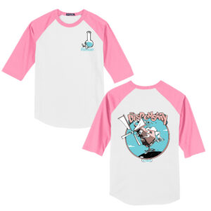 The Dispensary Sport-Tek Unisex 3/4 Sleeve Baseball shirt-White/Pink