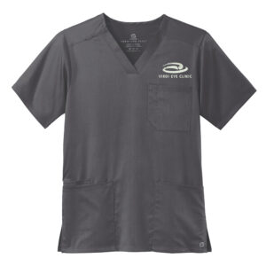 Virdi Eye Clinic WonderWink Men’s Premiere Flex V-Neck Top-Pewter