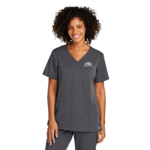 Virdi Eye Clinic WonderWink Women’s Premiere Flex V-Neck Top-Pewter