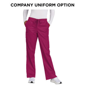 Virdi Eye Clinic Wink Women’s WorkFlex Flare Leg Cargo Pant (Blank)-Wine