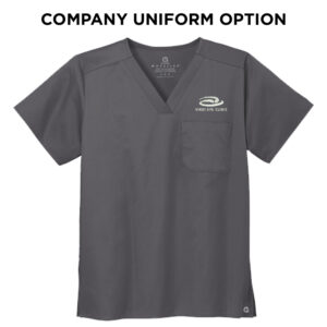 Virdi Eye Clinic Wink Unisex WorkFlex Chest Pocket V-Neck Top-Pewter