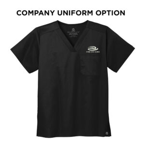 Virdi Eye Clinic Wink Unisex WorkFlex Chest Pocket V-Neck Top-Black