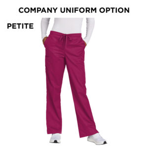 Virdi Eye Clinic Wink Women’s Petite WorkFlex Flare Leg Cargo Pant (blank)-Wine