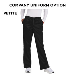 Virdi Eye Clinic Wink Women’s Petite WorkFlex Flare Leg Cargo Pant (blank)-Black