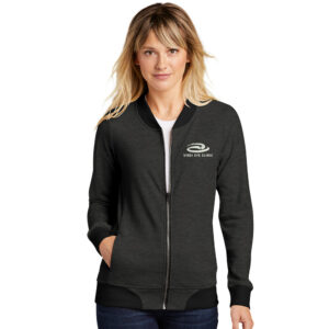 Virdi Eye Clinic Sport Tek Ladies Lightweight French Terry Bomber-Heather Black