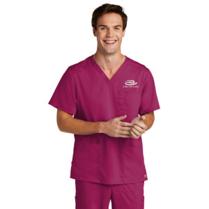 Virdi Eye Clinic WonderWink Men’s Premiere Flex V-Neck Top-Wine