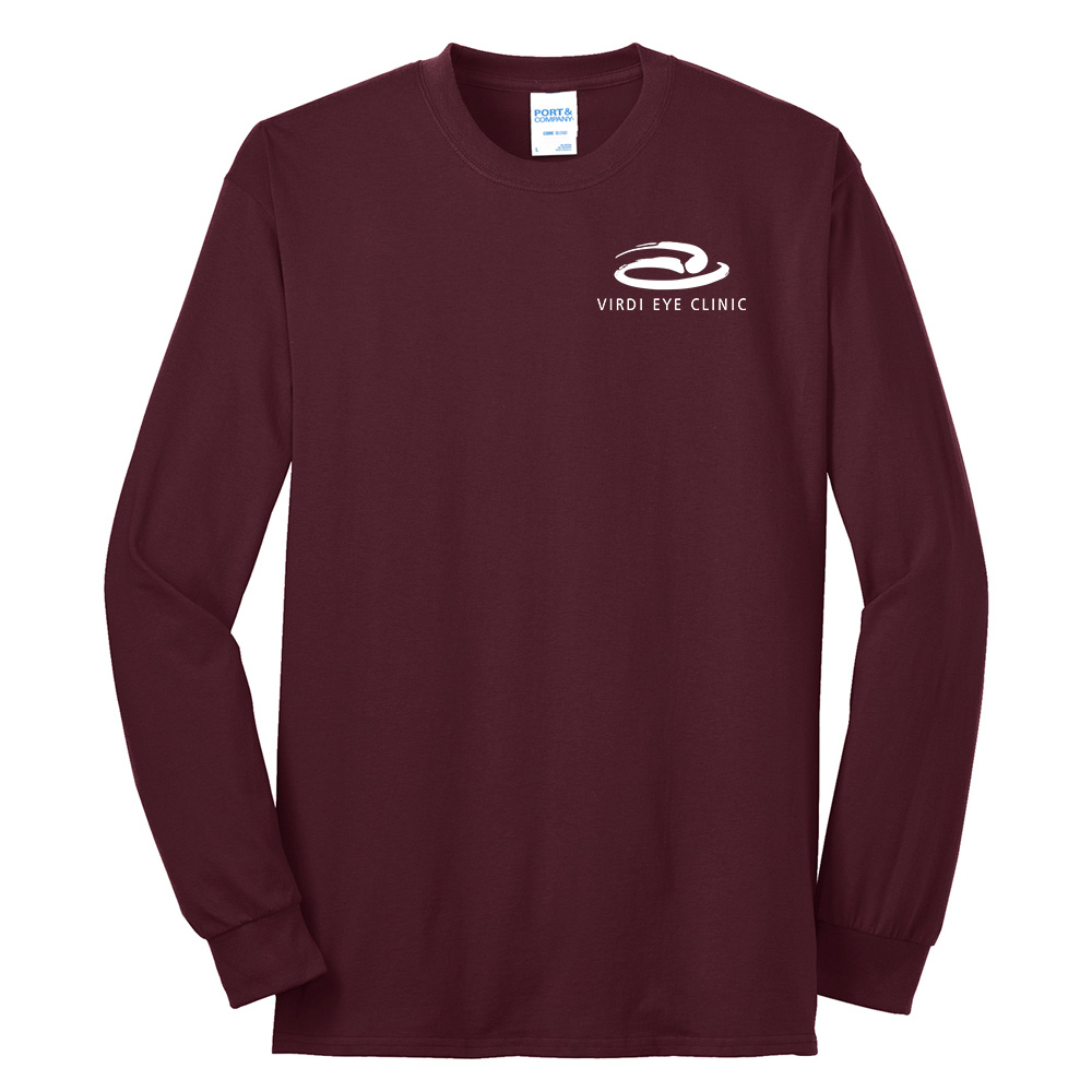 Virdi Eye Clinic Unisex Cotton Long Sleeve Tee-Maroon
