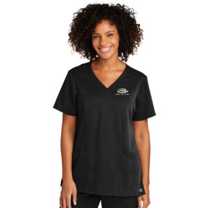 Virdi Eye Clinic WonderWink Women’s Premiere Flex V-Neck Top-Black