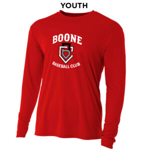 Boone BB Club Youth Cooling Performance long sleeve Crew Tee-Scarlet