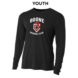 Boone BB Club Youth Cooling Performance long sleeve Crew Tee-Black