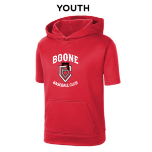 Boone BB Club Sport-Tek YOUTH Sport-Wick Fleece Short Sleeve Hooded Pullover-Red