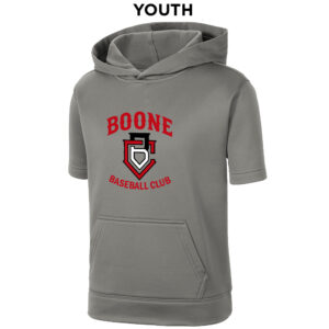 Boone BB Club Sport Tek Youth Sport Wick Fleece Short Sleeve Hooded Pullover- Dark Smoke Grey