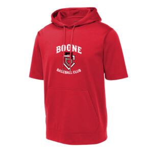 Boone BB Club Sport-Tek Sport-Wick Men Fleece Short Sleeve Hooded Pullover-Deep red
