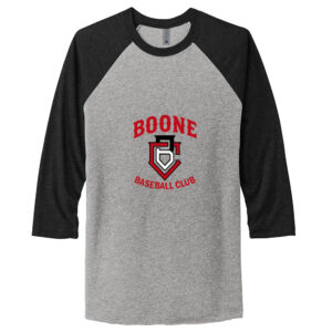 Boone BB Club Rah Rah Next Level Tr-Blend Baseball Raglan Tee Unisex-Vintage Black/Premium Heather