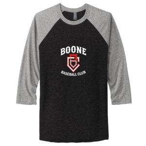 Boone BB Club Next Level Tr-Blend Baseball Raglan Tee Unisex-Premium Heather/Vintage Black