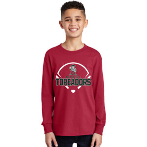Boone SB Youth Cotton Long Sleeve Tee-Red