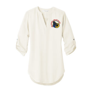 Big River Brass Band Port Authority Ladies 3/4 Sleeve Tunic Blouse-Ivory Chiffon