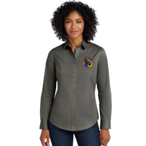 Big River Brass Band ort AuthorityLadies  SuperPro twill button down long sleeve shirt-Sterling Grey