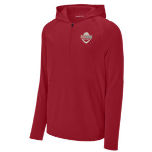 Boone VB Sport-Tek Adult Repeat 1/2-Zip Long Sleeve Hooded Jacket-Deep Red