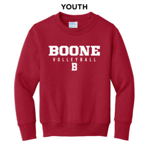 Boone VB 2026 Youth Fleece Crewneck Sweatshirt-Red