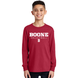 Boone VB 2026 Youth Long Sleeve Tee-Red