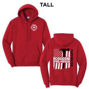 Coggon Fire Tall Fleece Hooded Sweatshirt-Red