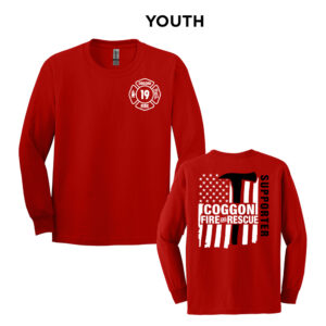 Coggon Fire Youth Cotton Long Sleeve Tee-Red