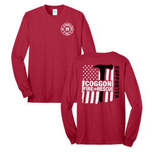 Coggon Fire Unisex Cotton Long Sleeve Tee-Red