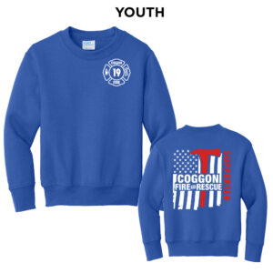 Coggon Fire Youth Fleece Crewneck Sweatshirt-Royal