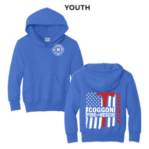 Coggon Fire Youth Fleece Hooded Sweatshirt-Royal