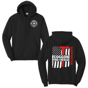 Coggon Fire Unisex Fleece Hooded Sweatshirt-Black