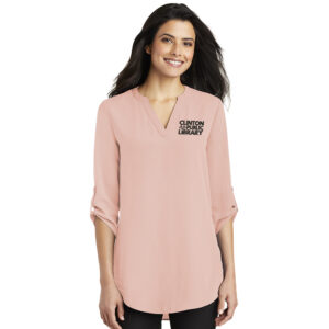 Clinton Public Library Port Authority Ladies 3/4-Sleeve Tunic Blouse-Rose Quartz