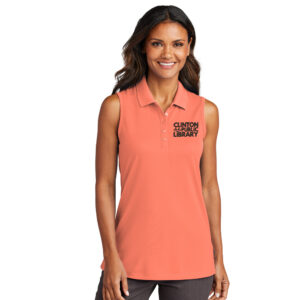 Clinton Public Library Port Authority Ladies Dry Zone UV Micro-Mesh Sleeveless Polo-Coral Splash