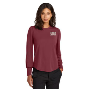 Clinton Public Library Mercer and Mettle Women’s Stretch Jersey Long Sleeve Blouson Top-Rosewood