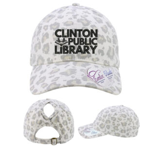 Clinton Public Library Infinity Her Women’s Garment-Washed Fashion Print Cap – HATTIE-Snow Leopard