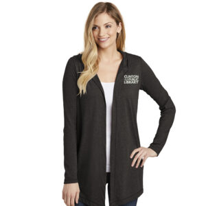 Clinton Public Library District Women’s Perfect Tri Hooded Cardigan-Black Frost