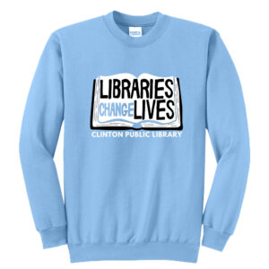 Clinton Public Library Unisex Core Fleece Crewneck Sweatshirt-Light Blue