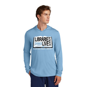 Clinton Public Library Sport-Tek Posi-UV Pro Long Sleeve Hoodie Adult-Light Blue