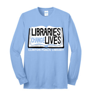 Clinton Public Library Unisex Cotton Long Sleeve Tee-Light blue