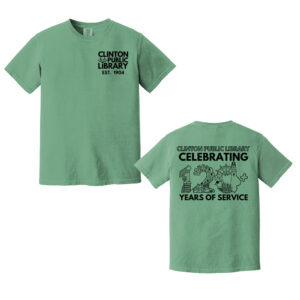 Clinton Public Library Unisex Comfort Colors Pigment Dyed Short Sleeve Shirt-Light Green